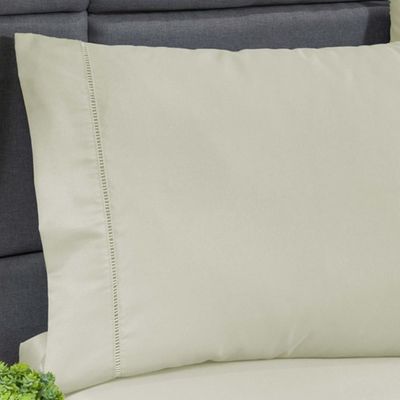 Jogo Lençol 400 Fios Ponto Palito Cama Queen 3pçs Poliéster - Palha
