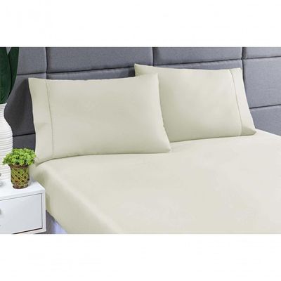 Jogo Lençol 400 Fios Ponto Palito Cama Queen 3pçs Poliéster - Palha