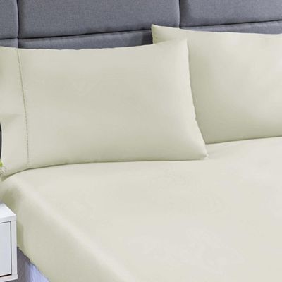 Jogo Lençol 400 Fios Ponto Palito Cama Queen 3pçs Poliéster - Palha