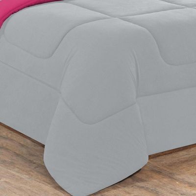 Kit Edredom + Jogo De Lençol Malha 100% Algodão Gran Moratta 6 Peças King - Cinza-pink