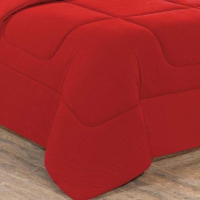 Kit Edredom + Jogo De Lençol Malha 100% Algodão Gran Moratta 6 Peças Casal - Vermelho-vermelho