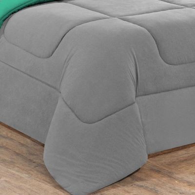 Kit Edredom Malha 100% Algodão Gran Moratta 3 Peças Casal - Cinza-verde Jade