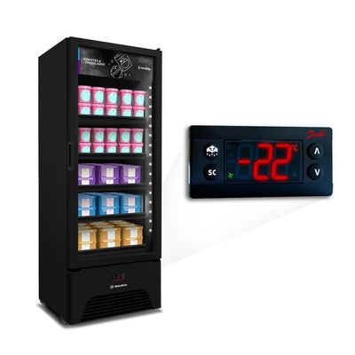 Freezer Vertical Porta De Vidro Sorvetes E Congelados 497l Vf50ah Optima 220v All Black - Metalfrio
