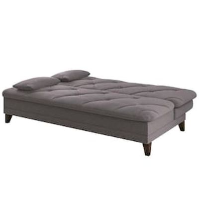 Sofá-Cama 3 Lugares Linoforte Jamile com Encosto Reclinável em Tecido Suede 188cm de Largura Cinza