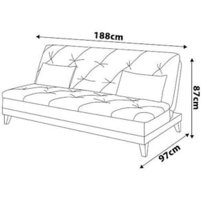 Sofá-Cama 3 Lugares Linoforte Jamile com Encosto Reclinável em Tecido Suede 188cm de Largura Cinza