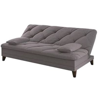 Sofá-Cama 3 Lugares Linoforte Jamile com Encosto Reclinável em Tecido Suede 188cm de Largura Cinza