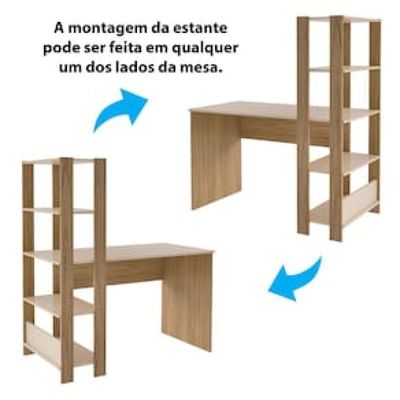 Escrivaninha Artely Match com 3 Prateleiras, Espaço para Impressora e Nicho - 120cm de largura Bege
