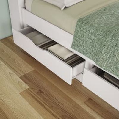 Cama de Solteiro Santos Andirá Invicta com Baú e 2 Gavetas Branco