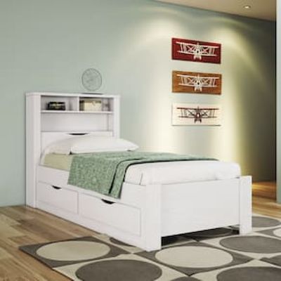 Cama de Solteiro Santos Andirá Invicta com Baú e 2 Gavetas Branco