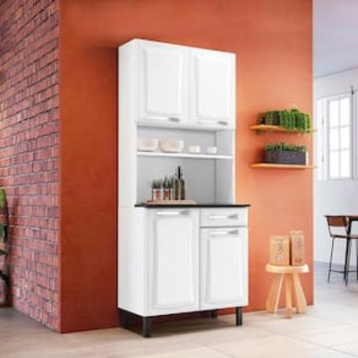 Cozinha Compacta Itatiaia Pratika com 4 Portas, 1 Gaveta e 5 Prateleiras - 80cm de largura Branco