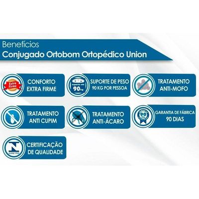 Cama Box Conjugada Casal Union Ortobom + Guarda Roupa Master 8.6 Atacama