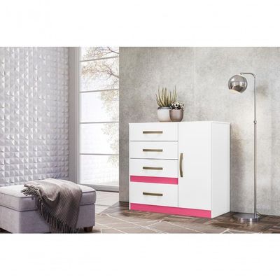 Conjunto Guarda Roupa E Cômoda Seicheles Branco Rosa Azul Lilás