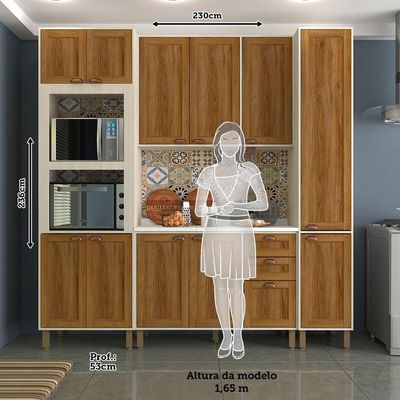 Cozinha Compacta Modulada Com 4 Peças E Tampo Sofia Pátina Ff Com Moscatto Ff