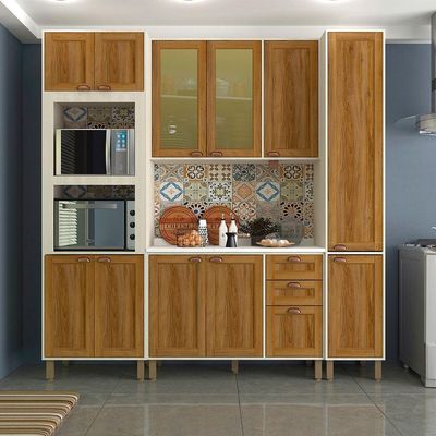Cozinha Modulada Compacta 4 Peças Com Tampo E Vidro Reflecta Sofia Pátina Com Moscatto