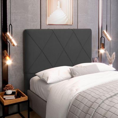 Cabeceira Cama Box Casal Mel 140cm Com Frame Suede Cinza - Desk Design