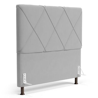 Cabeceira Cama Box Casal Queen Size Mel 160cm Com Frame Veludo Cinza Claro - Desk Design
