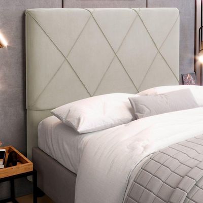 Cabeceira Cama Box Casal Mel 140cm Com Frame Veludo Bege - Desk Design