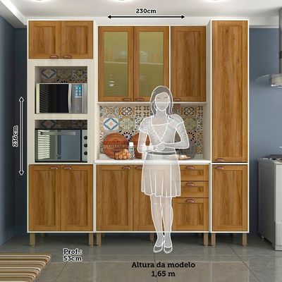 Cozinha Modulada Compacta 4 Peças Com Tampo E Vidro Reflecta Sofia Pátina Com Moscatto