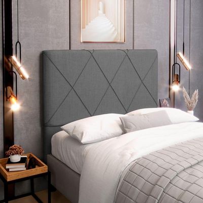 Cabeceira Cama Box Casal Mel 140cm Com Frame Linho Cinza - Desk Design