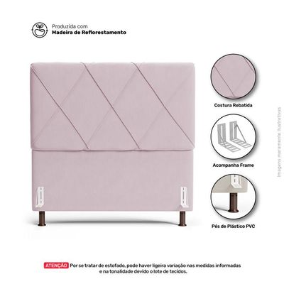 Cabeceira Cama Box Casal Queen Size Mel 160cm Com Frame Suede Rosa Bebê - Desk Design