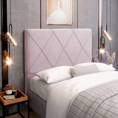 Cabeceira Cama Box Casal Queen Size Mel 160cm Com Frame Suede Rosa Bebê - Desk Design