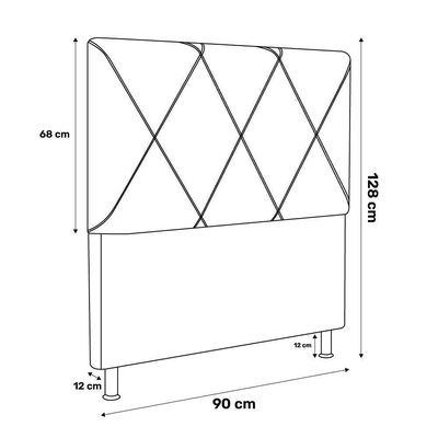 Cabeceira Cama Box Solteiro Mel 90cm Com Frame Veludo Azul Marinho - Desk Design