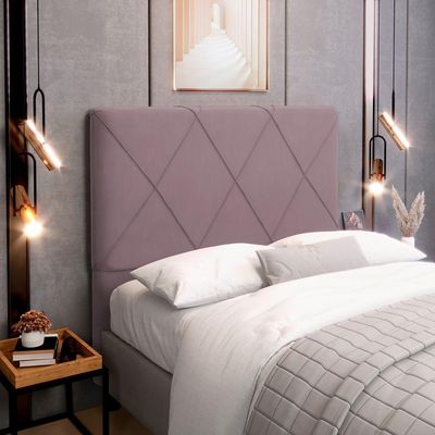 Cabeceira Cama Box Casal Mel 140cm Com Frame Veludo Rosê - Desk Design