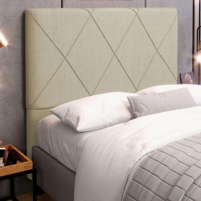 Cabeceira Cama Box Casal Queen Size Mel 160cm Com Frame Linho Bege - Desk Design