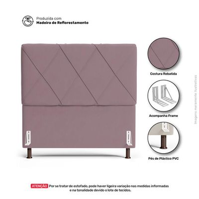 Cabeceira Cama Box Solteiro Mel 90cm Com Frame Veludo Rosê - Desk Design