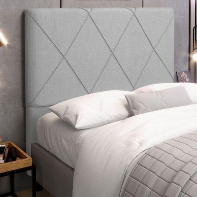 Cabeceira Cama Box Casal King Size Mel 195cm Com Frame Linho Cinza Claro - Desk Design