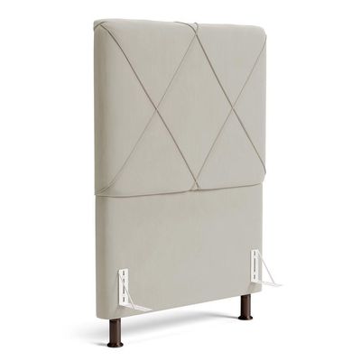 Cabeceira Cama Box Solteiro Mel 90cm Com Frame Veludo Bege - Desk Design