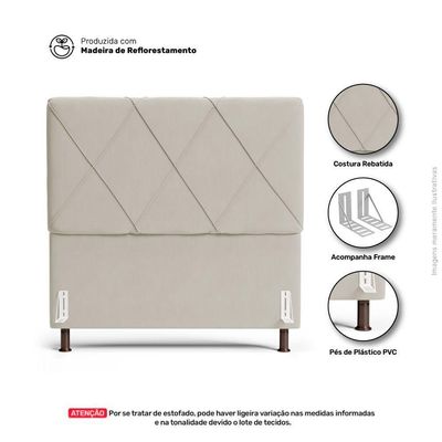 Cabeceira Cama Box Solteiro Mel 90cm Com Frame Veludo Bege - Desk Design