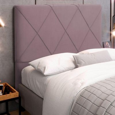 Cabeceira Cama Box Casal King Size Mel 195cm Com Frame Veludo Rosê - Desk Design