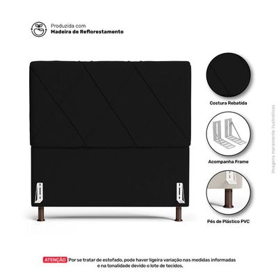 Cabeceira Cama Box Solteiro Mel 90cm Com Frame Veludo Preto - Desk Design