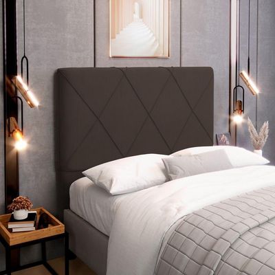 Cabeceira Cama Box Casal King Size Mel 195cm Com Frame Suede Marrom - Desk Design