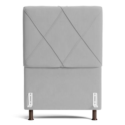 Cabeceira Cama Box Solteiro Mel 90cm Com Frame Veludo Cinza Claro - Desk Design