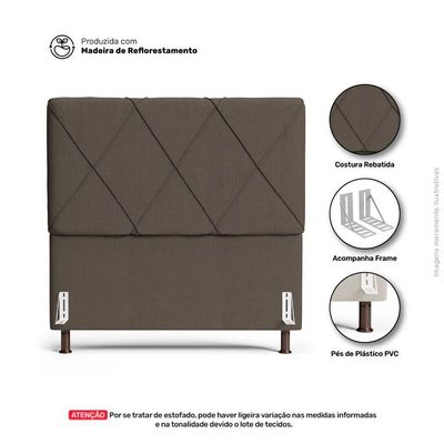 Cabeceira Cama Box Casal King Size Mel 195cm Com Frame Linho Marrom - Desk Design