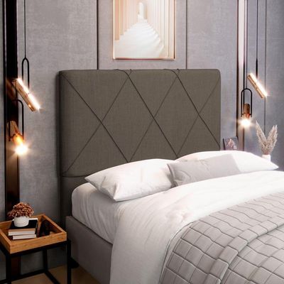 Cabeceira Cama Box Casal King Size Mel 195cm Com Frame Linho Marrom - Desk Design