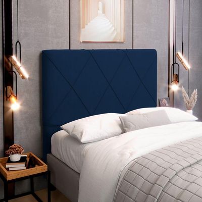 Cabeceira Cama Box Casal King Size Mel 195cm Com Frame Suede Azul Marinho - Desk Design