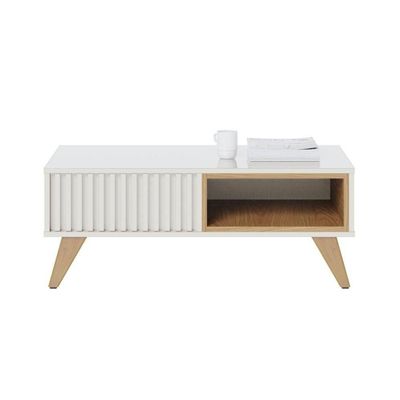 Conjunto Rack Para Tv E Mesa De Centro Isabel Off-white Freijo