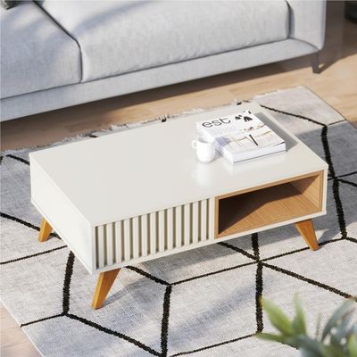 Conjunto Rack Para Tv E Mesa De Centro Isabel Off-white Freijo