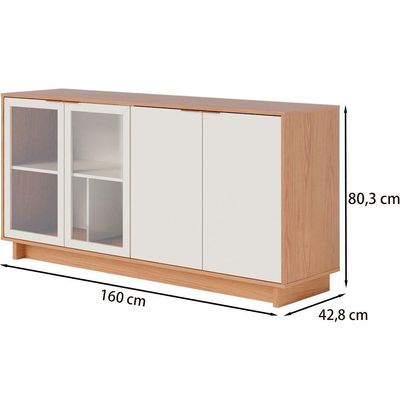 Balcao Buffet Aparador 160 Cm 4 Portas V1524 Freijo Off White Clb Freijo Off White