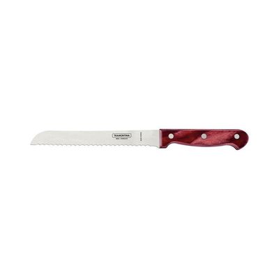 Faca Para Pão Tramontina Polywood Com Lâmina Em Aço Inox E Cabo De Madeira Vermelho 7" Tramontina