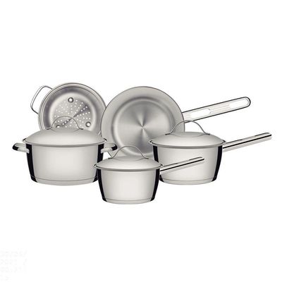 Jogo De Panelas Tramontina Allegra Em Aço Inox Com Fundo Triplo E Tampas De Inox 5 Peças Tramontina