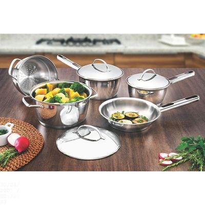 Jogo De Panelas Tramontina Allegra Em Aço Inox Com Fundo Triplo E Tampas De Inox 5 Peças Tramontina