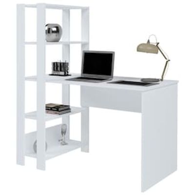 Escrivaninha Artely Match com 3 Prateleiras, Espaço para Impressora e Nicho - 120cm de largura Branco