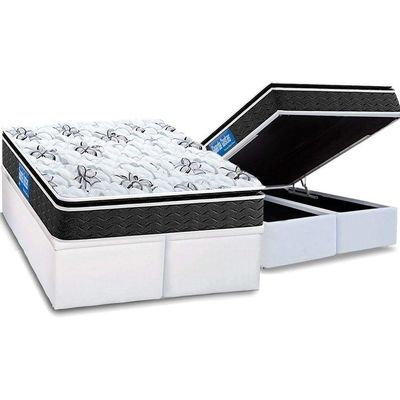 Cama Box Baú King Colchão Probel D40 Premium Hiper Firme Pillow Top+Base White(193X203)