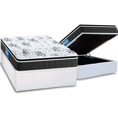 Cama Box Baú Casal: Colchão Anatômico Probel D40 Premium Hiper Firme Pillow Top+Base White(138X188)