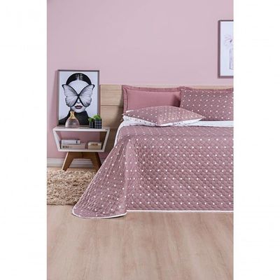 Cobre Leito 200 Fios Petit Poá Solteiro 02 Peças - Rose