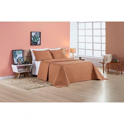 Cobre Leito 200 Fios Casal Ravena 03 Peças - Terracota